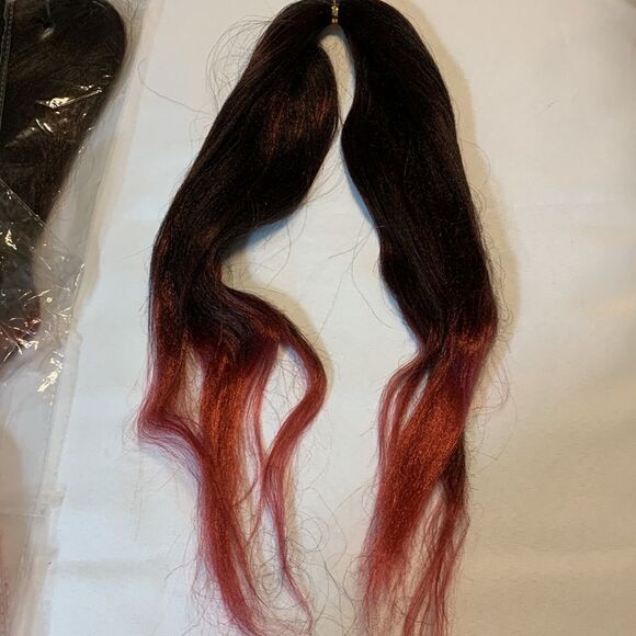 Eight strands of synthetic black/red hair extensions for weaving. NWT - Picture 1 of 3